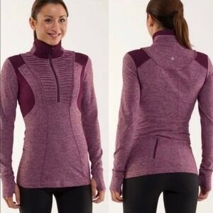 Lululemon Run Your Heart Out Pullover Quarter Zip in Heathered Plum